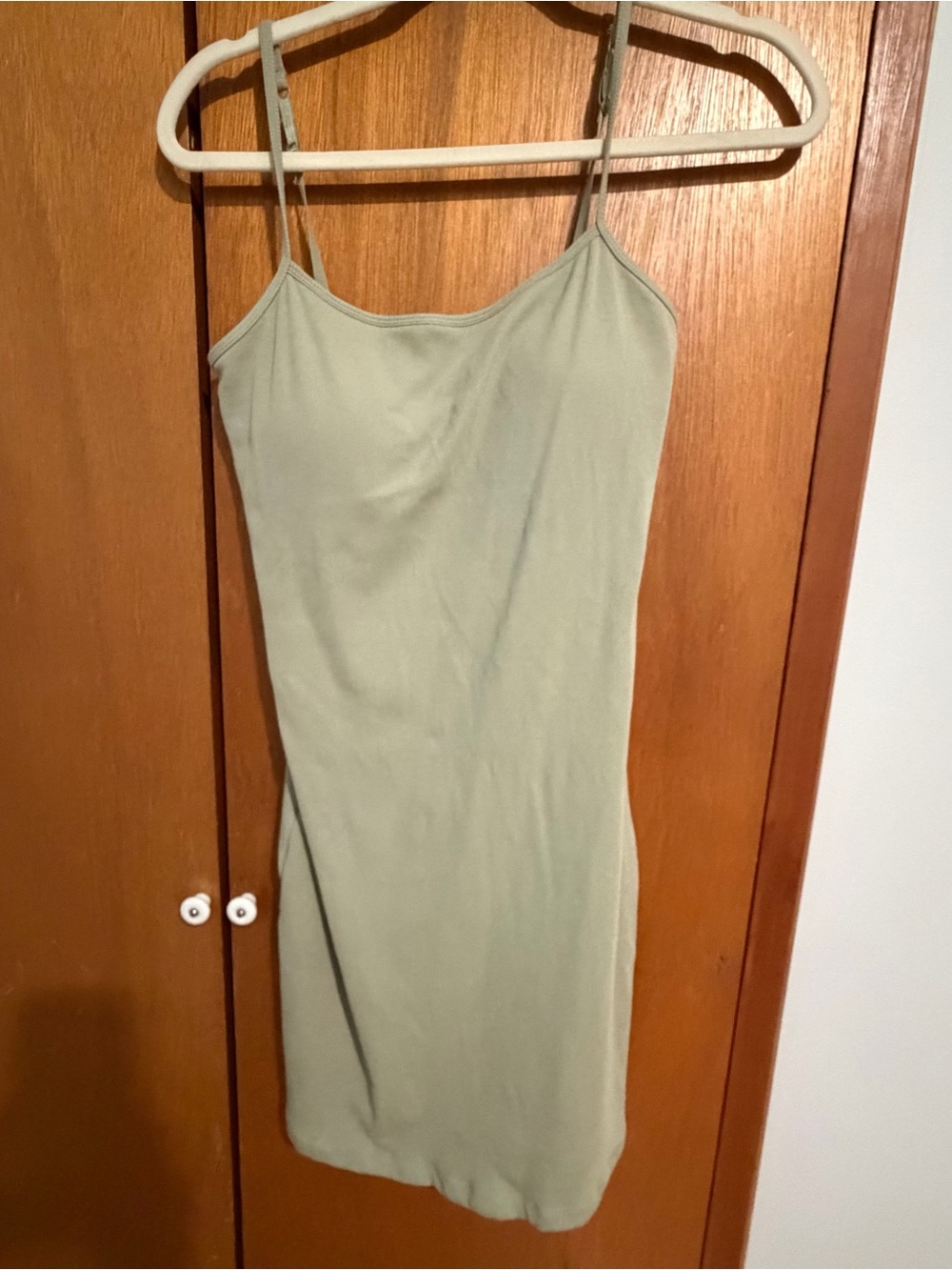 Klassy Network Sage Green Slip Mini Dress with built in bra